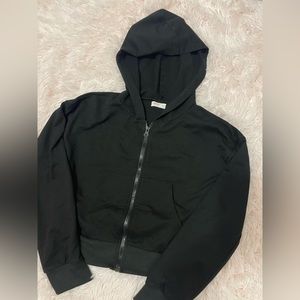 size small black zip up kinda cropped jacket